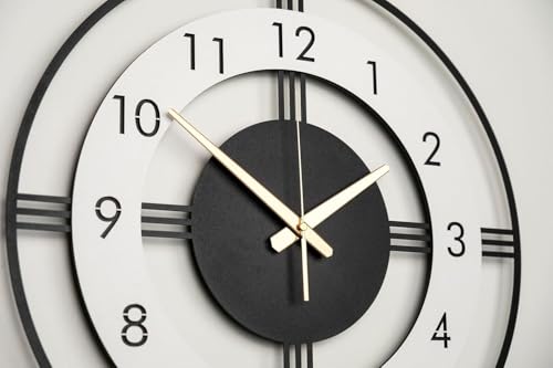 Image of Wall Clock Stylish Metal Analog Wall Clock for Living Room, Bedroom, Office, Kitchen, Home and Hall | Antique Fancy Big Size Modern Wall Watch (Black(ST-29), 50 CM)