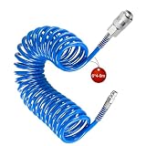 LNSYSNS Spiralschlauch Druckluft 9 m, Blauer PU Kompressor...