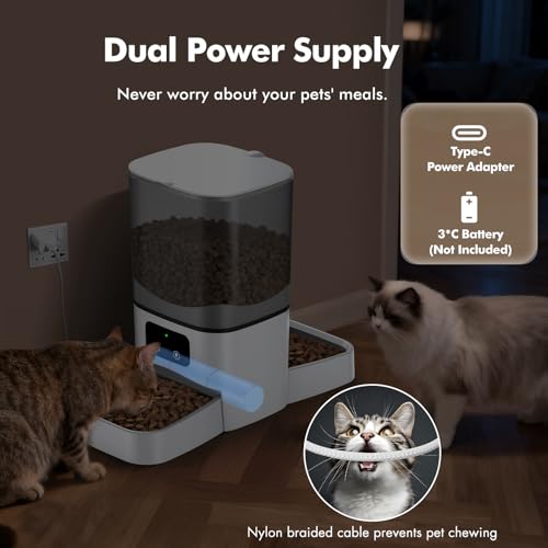 Automatic Cat Feeder for 2 Cats, 6L/25 Cup Large Capacity WiFi Pet Feeder with 2 Stainless product