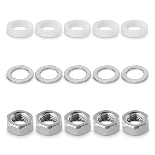 5 Sets Pressure Cooker Gauge Fastener Pack 82248 Fit for Presto Pressure Canner Steam Gauge 85772 82237 82121 - Gauge Gasket Replacement Parts Including Rubber Gasket, Stainless Steel Nut and Washer