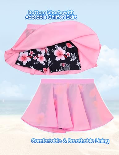 Image of Snowheart Girls Rash Guard Swimsuit Set Long Sleeve Bathing Suit Two Piece 3-12 Years