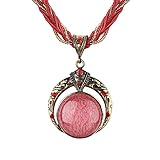 EVER FAITH Türkis Halskette Oktoberfest Kette für Damen Vintage Boho Bohemian Stil Tropfen Anhänger Choker Rot (Retro Drop)