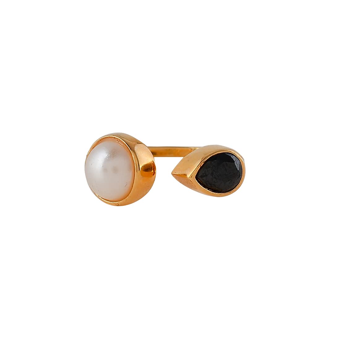 VOYLLA Mothers Day Open Half Pearl With Black Pear Shaped Cz Ring (B0C4PLG58V) Amazon Price History, Amazon Price Tracker
