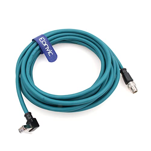 Eonvic Ethernet Shielded Cable M12 X-Type 8 Position to RJ45 Waterproof Industrial Network High Flex Cable for Cognex