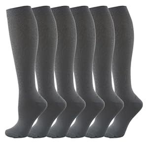 6 Pairs Compression Socks for Women and Men Circulation, Best Support Socks for Athletic Running,Hiking,Nurse,Recovery