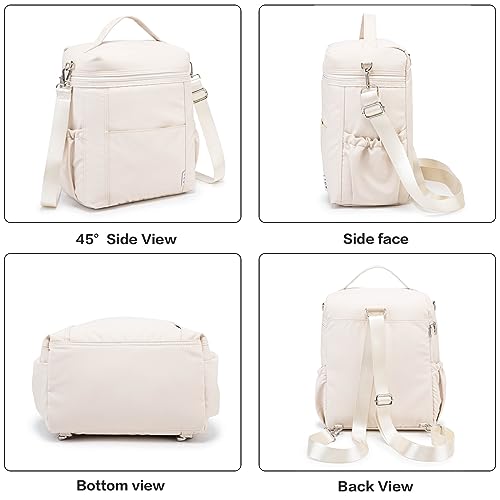 Image of NOL Natural Organic Lifestyle Insulated Lunch Bags for Women Cooler Bag Lightweight Nylon Waterproof Lunch Box For Work (Cream, Large)