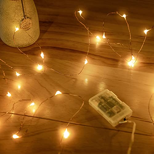 Ariceleo Mini Fairy Lights Battery Operate, 1 Pack Copper Wire Night Lights 3*AAA Battery Powered Led Starry Fairy String Lights for Bedroom, Christmas, Party, Wedding, Decoration(5m/16ft Warm White)