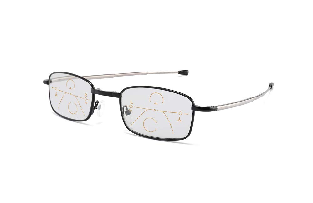 Lesebrille mit Tasche – Faltbare tragbare Lesegeräte für Männer und Frauen – 2-in-1-Sonnenbrille mit Metallrahmen und Lesebrille,Gold,+1.00