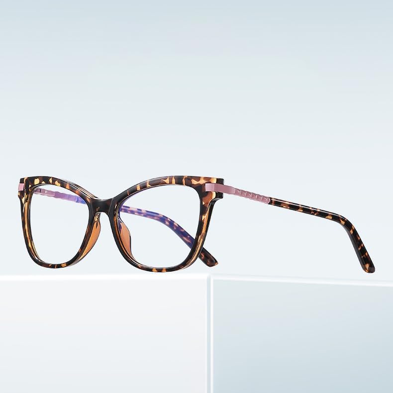 Blue Light Blocking Glasses for Women - Cat Eye Computer Eyewear with Anti Eye Strain, Tortoise Shell Frame & Stylish Pink Accent, Fashion Reading Gaming Glasses - Image 3