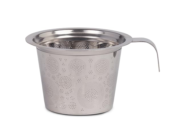Eigenart Teaeve Patagonia Tasse à thé isolante à double paroi en porcelaine avec passoire en acier inoxydable et couvercle 350 ml 9,5 x 15,5 cm
