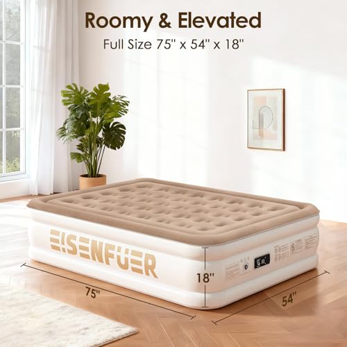 EISENFUER Air Mattress Full with Built-in Pump, 18" Raised Blow Up Air Bed by EISENFUER - Used condition - Image 6