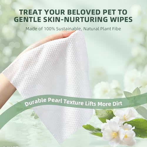 Image of IMMHABI 100 Count Dog Wipes for Paws and Butt Hypoallergenic Pets Cleansing & Deodorizing Hygienic Puppy Wipes for Dogs Face and Body Wipes Cleaning Fur Doggie Wipes Doggy Wipes (White Tea)