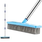 60"/152.5 CM Stainless Steel Deck Scrub Brush with Long Handle - Heavy Duty Floor Scrubber for Concrete, Grout, Garage, Patio, Boat & Garden - Stiff Bristle Broom for Moss, Tough Stains & Dirt Removal