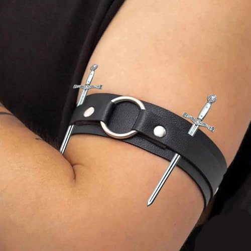黒革センチメンタルアーム調節可能なワイド中世デザイン男性用ハロウィンコスチュームジュエリーゴシック男性の腕章ハロウィンアクセサリー