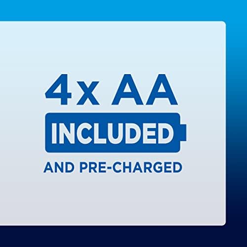 Panasonic eneloop Smart Charger for 1-4 AA/AAA NI-MH Batteries with 4 LED Indicators and 7 Security Functions, Includes 4 eneloop AA/Mignon Batteries, Improved Capacity of Minimum 2000 mAh, Blue