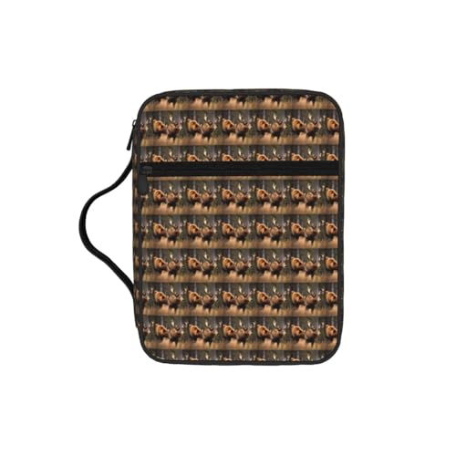 Image of OAZCVBNN Wildlife Hunting Deer Bear Elk Print Bible Storage Bag Religious Waterproof Christian Gift Men Women Clergy Accessory