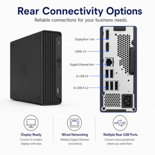 Image of HP Elite 805 SFF Business Desktop, AMD Ryzen 5 (Beat i7-11700T), Ultra-Quiet Design, 32GB DDR5 RAM, 1TB PCIe SSD, Dual 4K Display Support, USB-C, Wi-Fi 6, Keyboard & Mouse, Windows 11