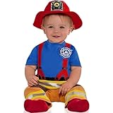 First Firefighter Costume Set (6-12 Months) Pack Of 1 - Adorable Multicolor Polyester Fireman Outfit For Baby - Perfect For Toddlers' Dress-Up Play, Photoshoots & Special Occasions