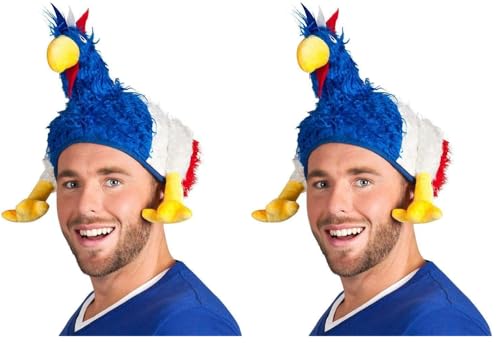 Boland 62021 - Chapeau Poule Tricolore, Bleu-Blanc-Rouge, Fan, Couvre-chef, France, Accessoire carnaval, Fête à thème, Fête à thème