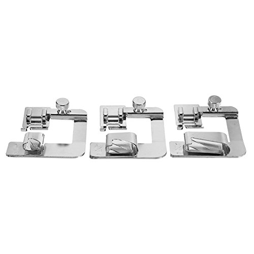 Yeqin 3 Pcs Adjustable Rolled Hem Foot (1 Inch, 1/2 Inch, 3/4 Inch) Sewing Machine Presser Foot Hemmer Foot Set For Singer Brother Janome Babylock Juki #TOP5