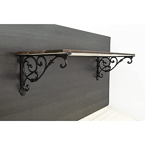 0-Moyi 2Pcs Large Shelf Brackets Cast Iron Wall Mounted Vintage Decorative Retro Brackets Black (Screws Included) #TOP4