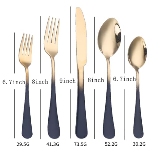 Black Silverware Set for 8 Modern 40 Piece Flatware Set 18/10 Stainless Steel Unique Black Gradual Change Gold Cutlery Utensils Sets for Home Kitchen Restaurant Tableware Set Mirror Polished by TWEE - Image 2