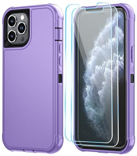 Image of SunStory Compatible with iPhone 11 Pro Case with HD Screen Protector, 3-Layer Heavy Duty Full-Body Cover,3 in 1 Hybrid Protective Case for iPhone 11 Pro 5.8 inch,Violet