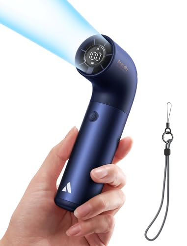 Aecooly Portable Handheld Fan, Powerful Turbo Air Tube Fan, 19000 RPM High Speed Aero Pro, 15H Max Cooling Time, 6 Speeds Aluminum Case, Mini Pocket Design, for Travel Beach Outdoor Activities -Blue