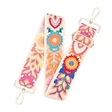chushui Knit Purse Strap,Colorful Flower Pattern Replacement Crossbody Wide Adjustable Shoulder Strap for Bag Handbag