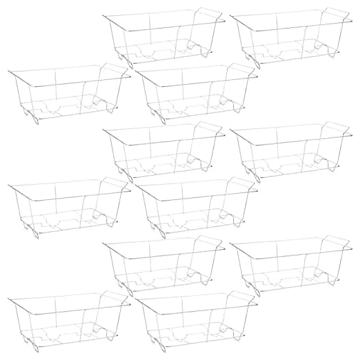 12 Pack Buffet Wire Rack Chafing Dish Buffet Rack Chrome Wire Frame Stand Steam Table Buffet Rack Food Warmers Stand Folding Chafing Stand for Catering Wedding Birthday Camping Party Supplies