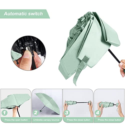 Cloudia Small Mini Umbrella With Case Compact Design For Travel Lightweight Portable Outdoor Sun And Rain Umbrellas (Mint) #TOP3
