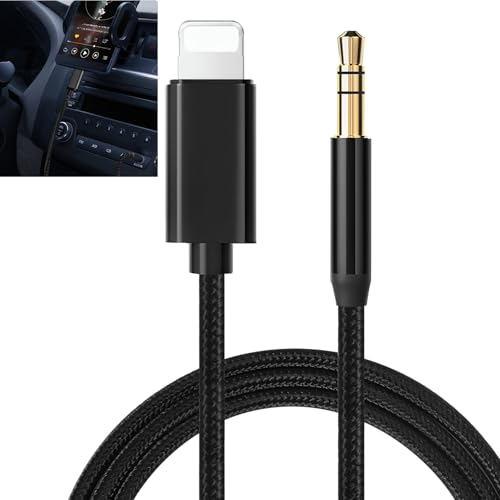 Aux Cable for iPhone in Car Premium 3.5mm Aux Lead for Car and Home Stereo Systems and Headphones with Enhanced DAC Chip for Superior Sound Quality 1 Meter Length Compatible with All iOS Devices