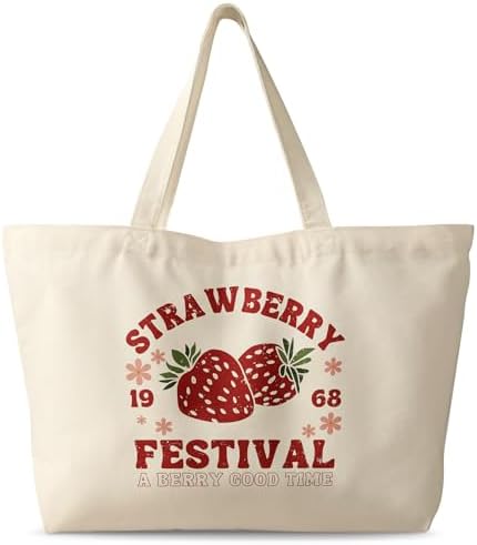 Large Tote Bag for Women - Canvas Tote Bag with Zipper Aesthetic Reusable Shoulder Bag for Gym, Travel, Work