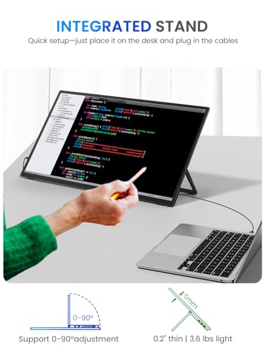 18,5 Pollici 120Hz Touchscreen Monitor Portatile Full HD Secondo Monitor con Supporto Integrato USB C Mini HDMI per PC Laptop Xbo Switch, Display Mobile Corpo in Metallo, Compatibile con VESA - Monitor - Immagine 2