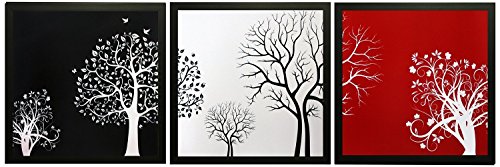 PAF 3 Set Flower Modern Wall Art Print Framed Painting for Home Decoration and Gift Item Size 25 x 2 x 25 cm PAF093