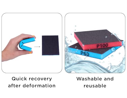 INNSPIRO Set mit 2 superflexiblen Schleifschwämmen, feine Körnung, 100 und mittel 60, 12 x 10 x 1,2 cm.