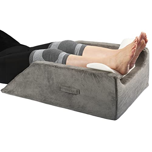 Wdbbyl Elevation Wedge Pillow For Double Legs,Wide U-Shaped Groove Design With Etra Insert Pad,Ankle Knee Support Cushion For Injure,Foot Rest,Edema Reduce,3 Handles,Washable Velour Cover,Deep Gray #TOP7