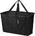 CleverMade SnapBasket 30 Liter Reusable Tote Bag with Reinforced Bottom: Collapsible Grocery Shopping Basket, Black/Black, 3 Pack