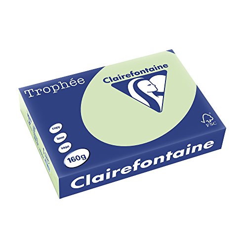 Clairefontaine 1107C - Ries Druckerpapier / Kopierpapier Trophee, intensive Farben, DIN A4, 160g, 250 Blatt, Golf Grün, 1 Ries