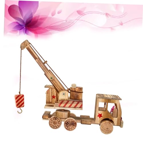 ibasenice 2 Peças Modelo De Trator Artesanal Em Madeira Guindaste De Madeira Escritório Bambu