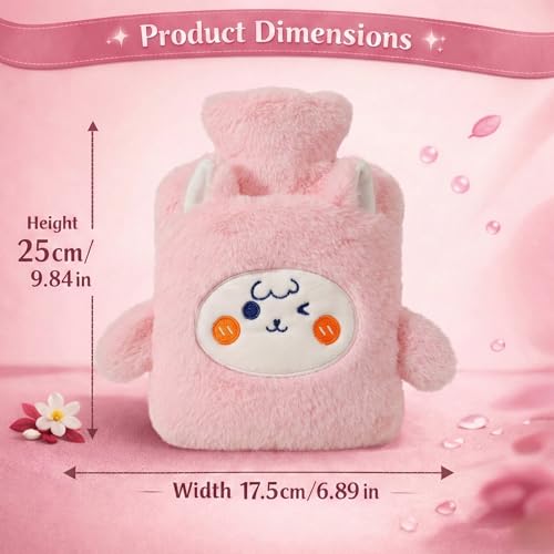 Image of Rabbit Hot Water Bottle with Plush Cover & Hand Warmer Pocket 1000ML Premium Heating Bag for Pain Relief & Menstrual Cramps Hot & Cold Therapy for Arthritis, Injury, Back Pain & Joint Stiffness (Blush Pink)