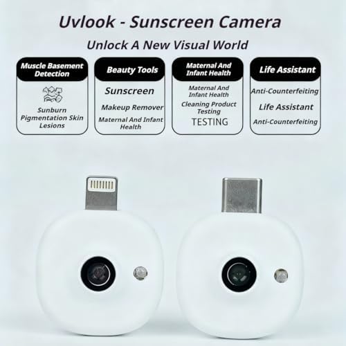 Uvlook UV Sunscreen Camera, Mini Facial Sun Protection Tester for Sunscreen Application, Skin Detection, Compatible with Lightning and USB-C image 5