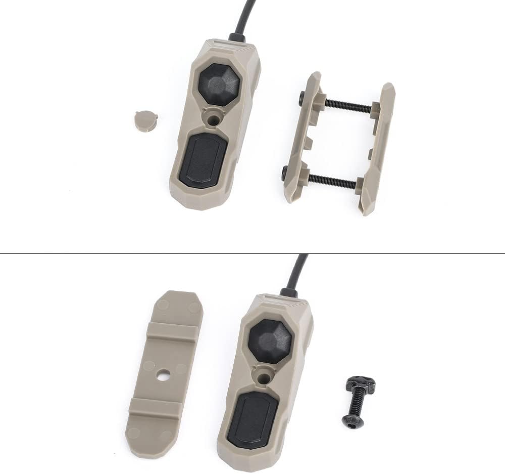 Tactical Dual Button Remote Activation Pressure Switch for M300/M600 Flashlight,Scout Light,Fit for M&K Picatinny Rail(SF Plug,DE)