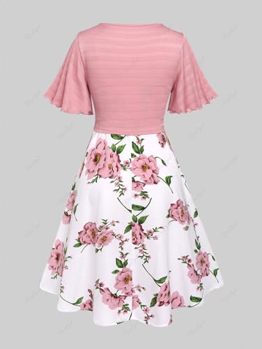 Image of Rosegal Plus Size Women Cottagecore 2PC Floral Sundress Set