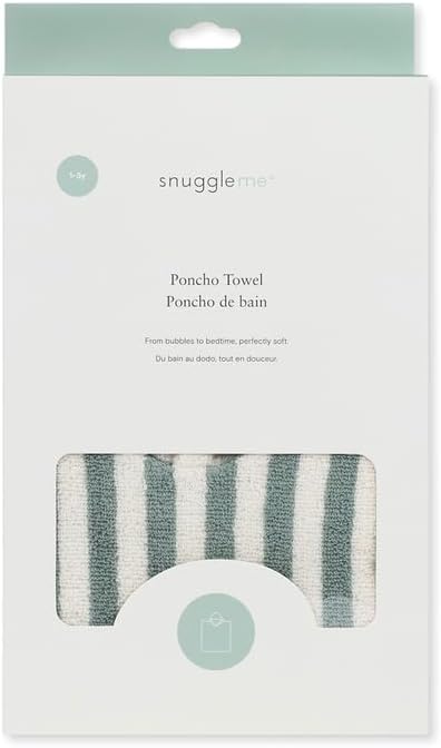 snuggle me Organic Toddler Poncho Towel with Hood, Oversized (1-3Years,24"X21") Organic Cotton, Absorbent Hooded Towels for Baby Boys & Girls, Pool | Swimming | Bath | Beach (Slate)