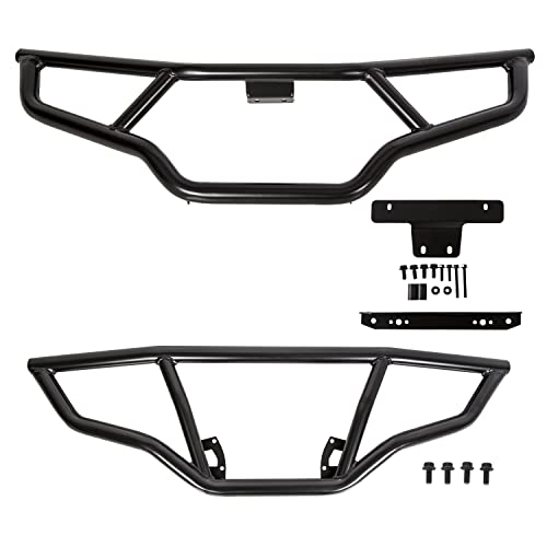 Ecotric Front/Rear/Front & Rear Brush Guard Bumper 2Pcs Compatible With 2014-2023 Polaris Sportsman 450 570 Black Steel Bumper Protector (Front And Rear, You May Receive 2 Packages) #TOP3