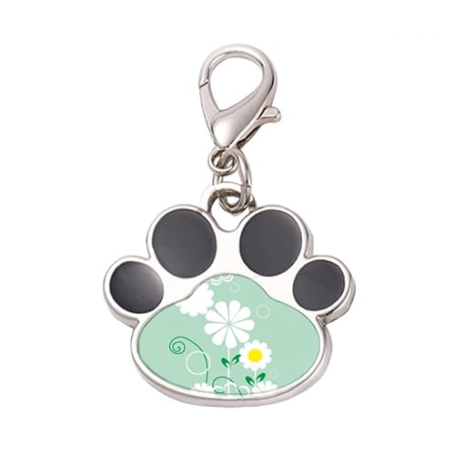 DIYthinker?flower s green petal Pet Tag Keychain Dog Cat ID