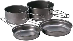 Snow Peak Titanium Multi Compact Cookset - Ultralight Camping Cookware Set with Pots & Frying Pans