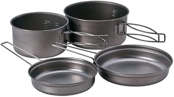 Snow Peak Titanium Multi Compact Cookset - Ultralight Camping Cookware Set with Pots & Frying Pans - Titanium Cookset for Outdoor Cooking