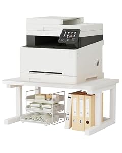 CYUUEU プリンター台 卓上 2段 小型 大型 プリンターラック 幅50cm a3対応 机上 置き台 収納棚 木製ラック棚 オフィス 省スペース 家庭用 部屋用 ホーム キッチン収納用 木目 総耐荷重40kg 奥行40cm 高さ2...